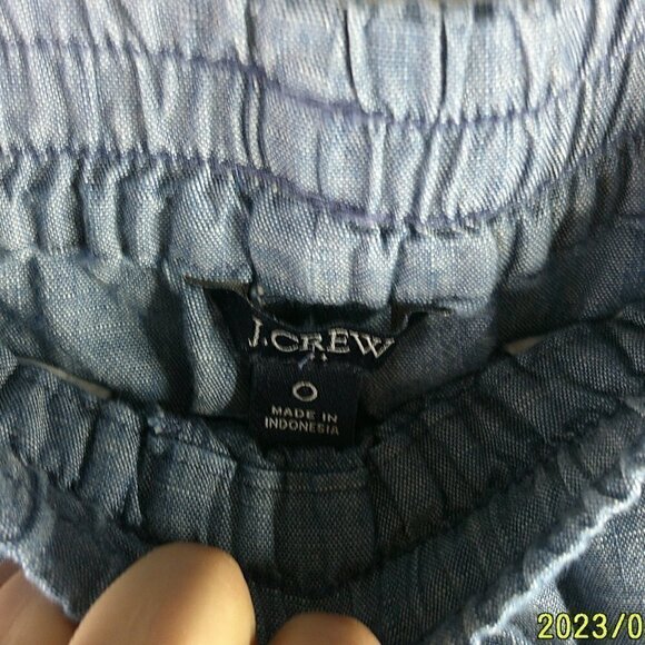 J Crew Factory - Blue Chambray Cuffed Pant - Size 0 - Picture 4 of 7
